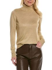 Joseph A Tan Gold Metallic Knit Turtle Neck Long Sleeve Top Sweater Size XL NEW