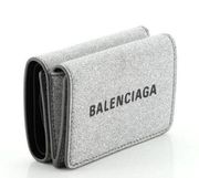 Balenciaga Silver Leather Coin Wallet