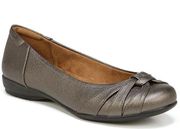 NEW SOUL Naturalizer Gift Faux Leather Flat Shoes in Pewter Metallic Size 7.5 W