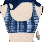 prAna Small Ainsley Tankini Swim Top UPF 20+ Strappy Racerback Stretch Blue New