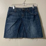 90's Y2K MUDD Denim Mini Skirt Womens 9 Frayed Hem Boho Hippie Academia