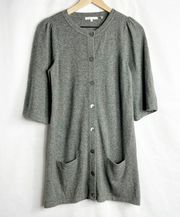 VINCE Charcoal Gray Short Sleeve Cashmere Cardigan Sweater in Small
