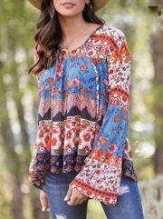 Raga floral bell sleeve top in Sun Daze floral print size S