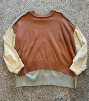 Boutique Orange And Gray Colorblock Sweater 