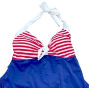 Navy blue & red stripe nautical halter bathing suit cosplay outfit new with tags
