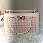 Betsy Johnson Pink- White Satchel/ Crossbody