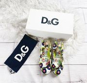 Dolce & Gabbana Women's Abstract Circle Printed Flats with Bow Size 37.5