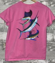 Pink Grand Slam Fish Tee Shirt Juniors LG