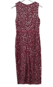 Mac Duggal Full Sequin Midi Cocktail Rosewood Dress Size 6