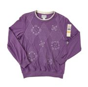 Alfred Dunner Purple Argyle Grandma Sweater