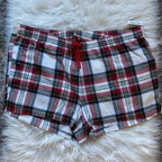 Flannel tie waist pajama shorts