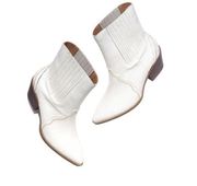 OASIS SOCIETY Western Faux Leather Heeled Booties Elastic Panel’s Pointed Toe 9