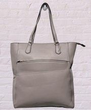 A New Day taupe gray nylon faux leather tote computer work bag medium large