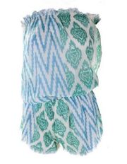 Pop Saint Barth Ikat Print Sheer Strapless Romper💚🤍💙