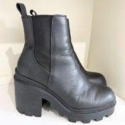 Steve Madden  Womens Roxie Leather Chelsea Boots chunky thick platform black 8