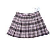 Pink Lavender Plaid Pleated Skirt