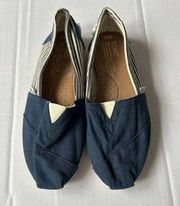 Toms  Striped Espadrille Womens 6.5 Blue Slip On Flat Shoes