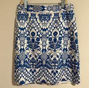 MILLY Y2K New York pencil mini skirt in Greek blue floral print