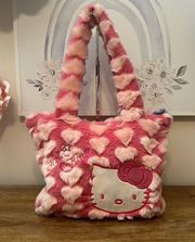 Hello Kitty Sanrio Pink Fuzzy Mini Tote Bag