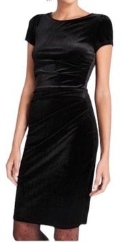 Modcloth Velvet Mini Dress Scoop neck Ruched Short Sleeve Black NEW Womens 1X