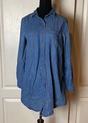 RETRO WESTERN DENIM BUTTON UP SHIRT BUSINESS CASUAL DRESS