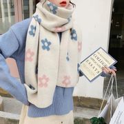 Floral scarf cream Beige Blue pink winter fall scarves women’s NWT NEW