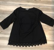 size 12 W,3/4 sleeve black blouse, NWOT, pit to pit is 22, length is 27