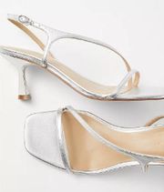 Ann Taylor Silver Strappy Heeled Sandal Shoe 5