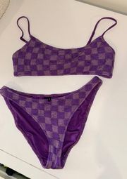 Purple Checkered  Bikini