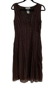 Nine West Dress Womens Small Brown Lace V-Neck Sheath Midi Sleeveless Nylon