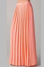 Tibi Coral Pink Pleated Silk Maxi Skirt Size 8