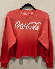 COCA COLA Logo Ombre Red Sweatshirt Crop Top