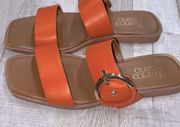 Franco Sarto leather slides orange size 7