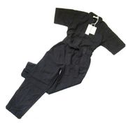 NWT Everlane The Fatigue Short-Sleeve Jumpsuit in Black Belted Cotton Utility 4