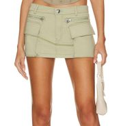 h:ours Clara Utility Micro Mini Skirt Sage Green SIZE XS Low Rise Cargo Safari