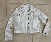 Frame Denim White Beige Striped Denim Jacket Sz Medium