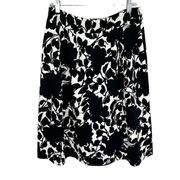 New York Navy White Floral Cotton A-Line Midi Skirt Women’s 10