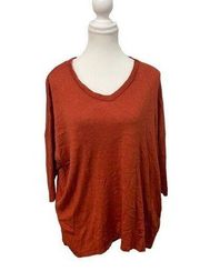 falls creek orange short sleeve sweater top medium