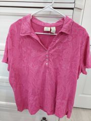 Pink Jacquard Tropical Polo