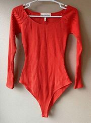 Mara Hoffman Martha Ribbed Bodysuit in Poppy Size Medium