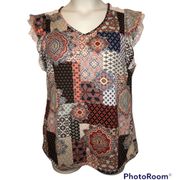 Bobbie Brooks Size M Patchwork Ruffle Lace Top NEW NWT