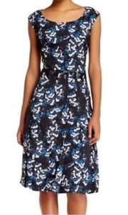 ZAC Zac Posen Cap Sleeve Blue Floral Dress