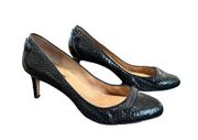 Ann Taylor women's black patent leather snake print heel size 8