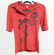 LUCY Activewear Tee Red Graphic Floral Medium