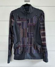 Prana Geometric Patterned Zip Up Sweatshirt Size Medium