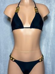 Boutique Black & Gold Chain, Bikini Set