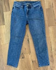 Flawless Slim Ankle Fit Tulip print Blue Jeans Size 4