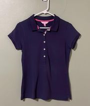 Lilly Pulitzer Reema Short Sleeved Top Polo Shirt Blue size M