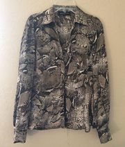 Snake skin print button down top