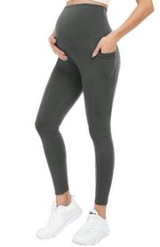 A AGROSTE grey Maternity Leggings Over The Belly Pregnancy Yoga Pants Active